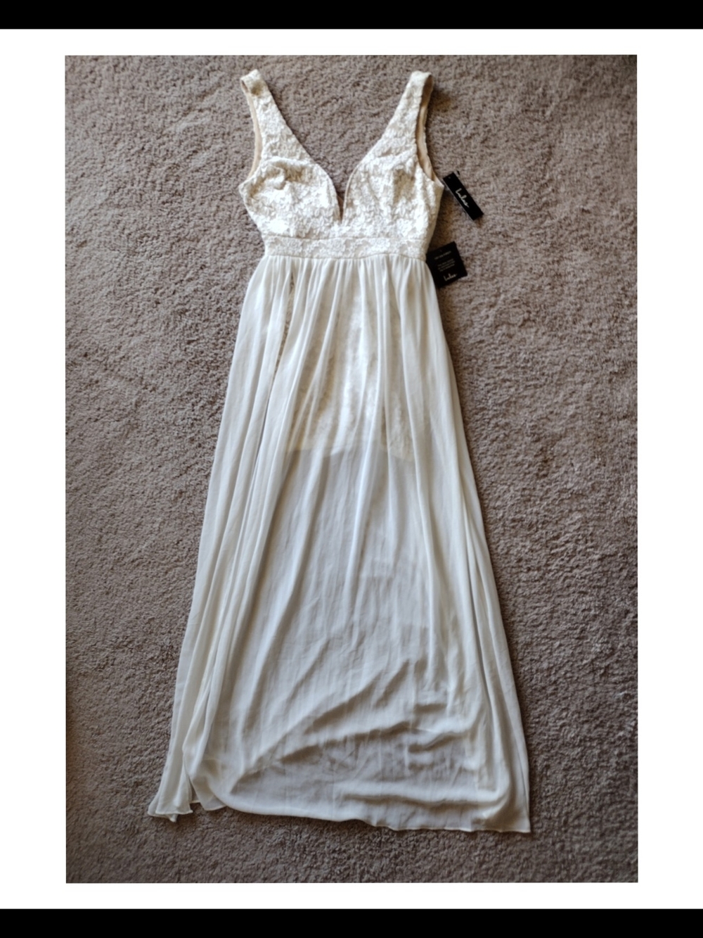 Lulu's Ivory Lace Bodice Maxi Dress